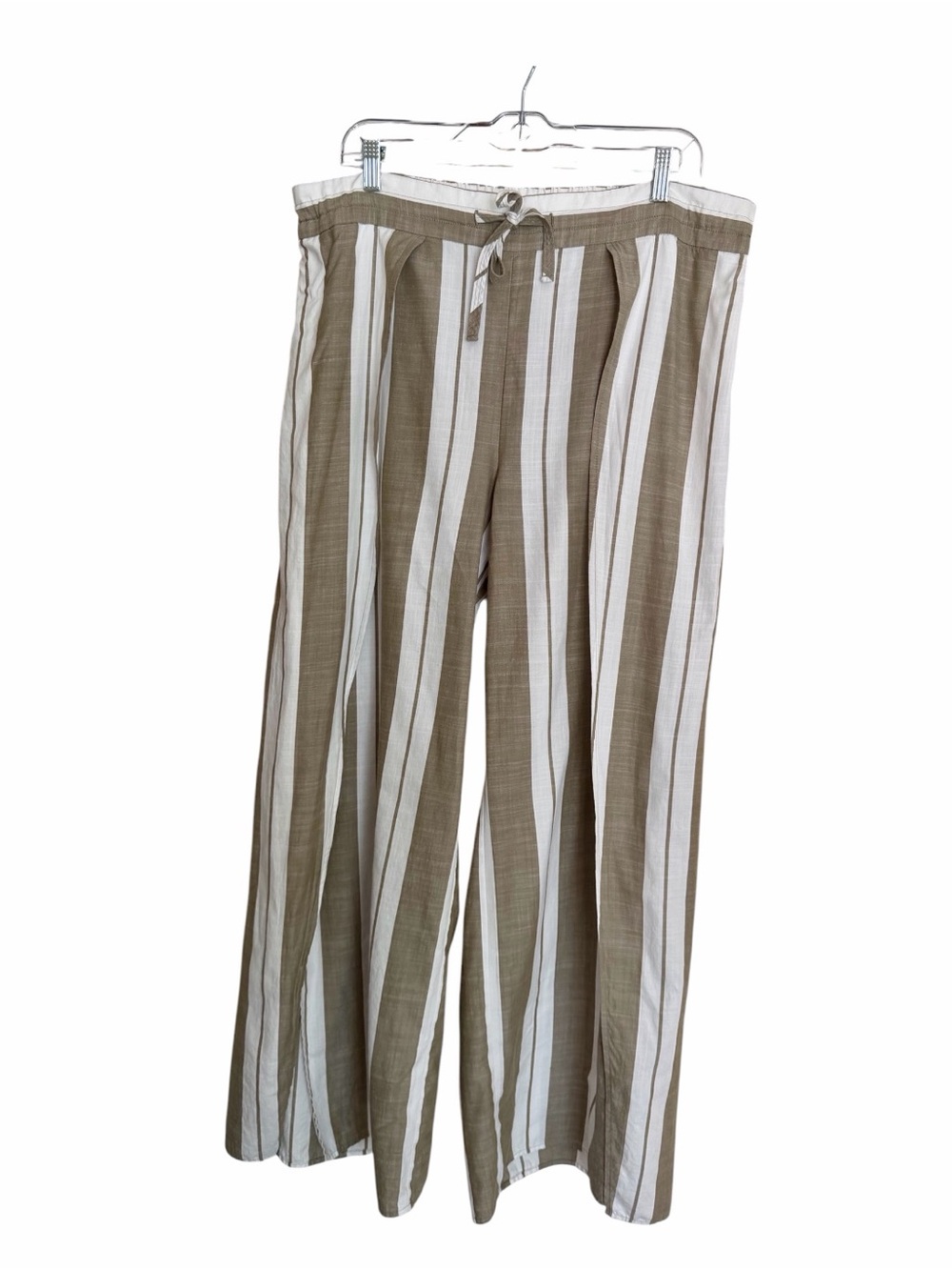 Express XL High Rise Wide Leg Striped Cotton Palazzo Pants